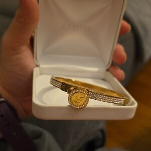 Michael Kors Gold Tone Slim Logo Bangle Bracelet